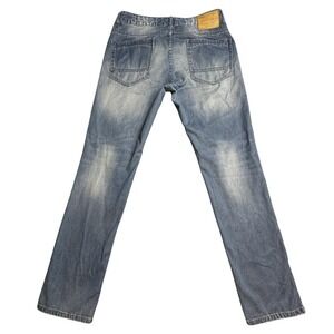 Jack & Jones Straight Jeans Mens 32x31 Medium Wash Blue Denim Studded Button Fly